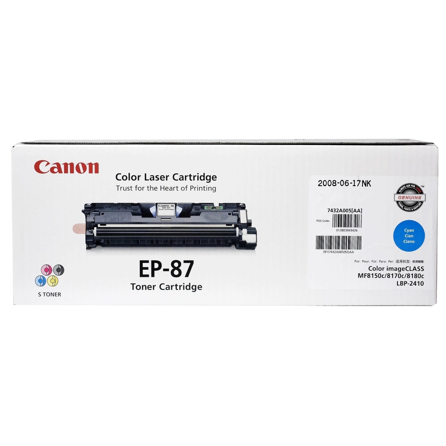 New, Pre-Owned - Canon New, Pre-Owned - EP-87 Standard Yield Cyan Toner Cartridge, 7432A005