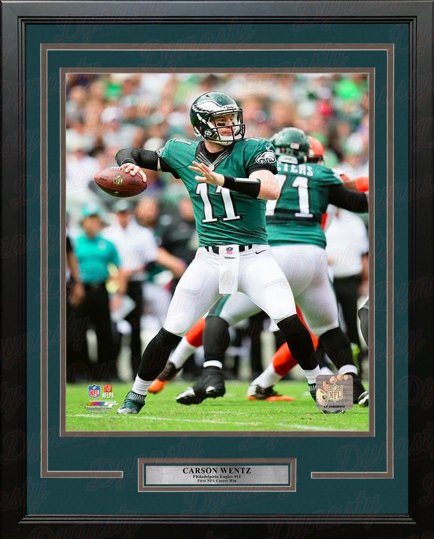 Carson Wentz First Career Win Philadelphia Eagles 16" x 20" Framed Football Photo