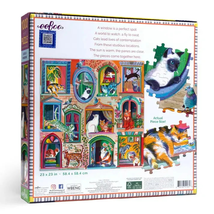 Cats in Windows 1000 Piece Jigsaw Puzzle eeBoo