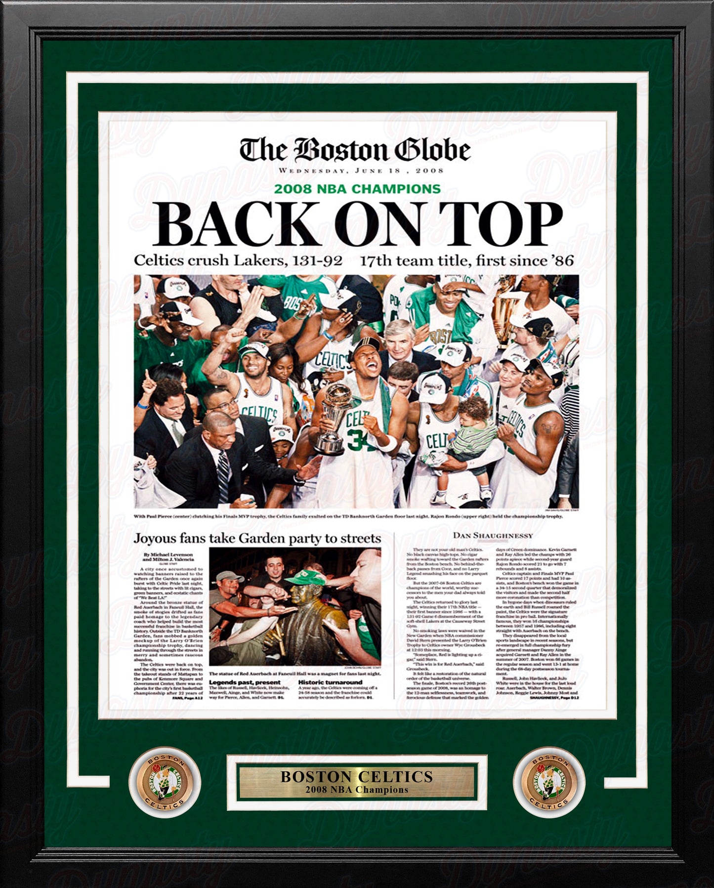 Boston Celtics 2008 NBA Champions Framed Boston Globe Photo