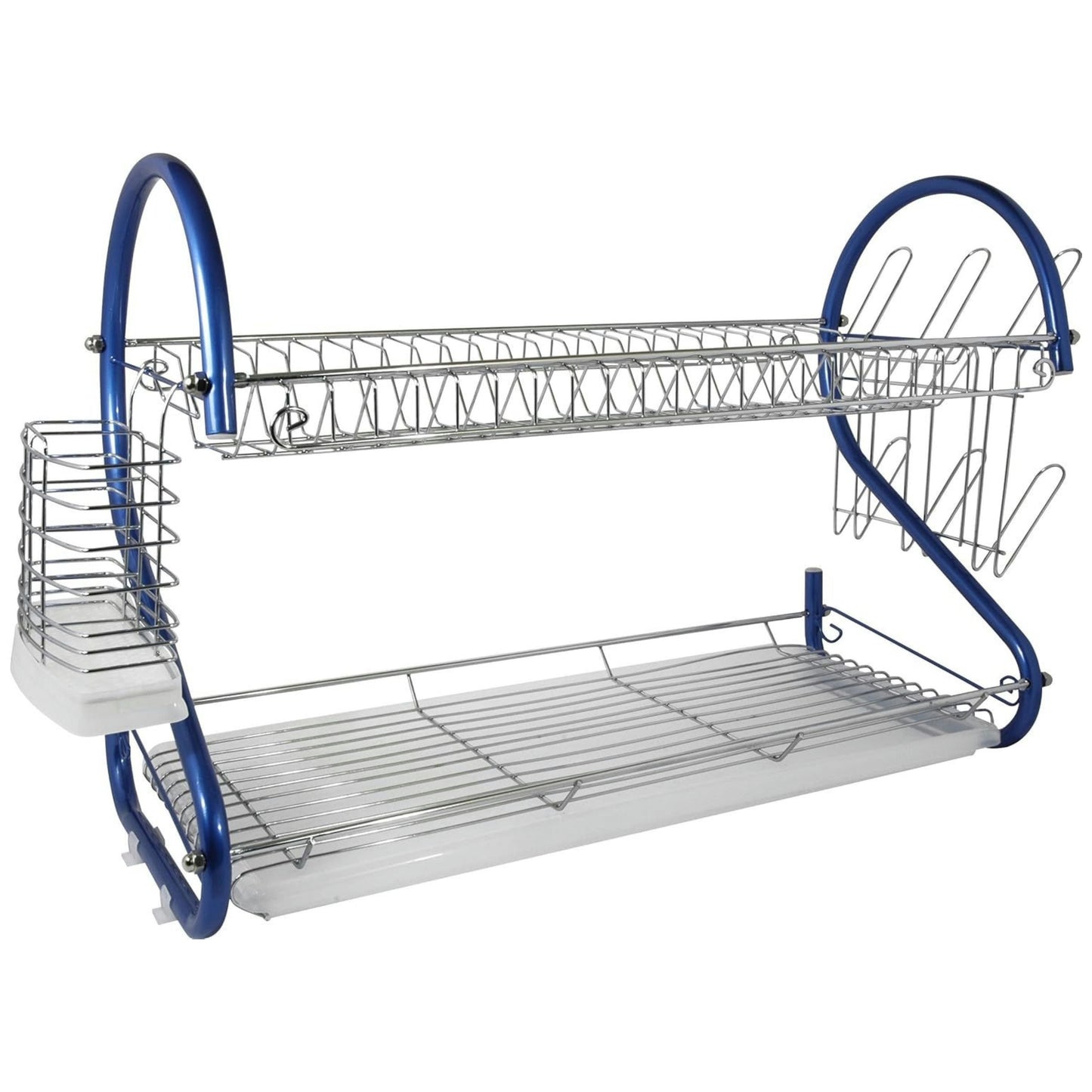 Better Chef 22-Inch 2-Tier Chrome Dish Rack Blue - Blue - 22 inch