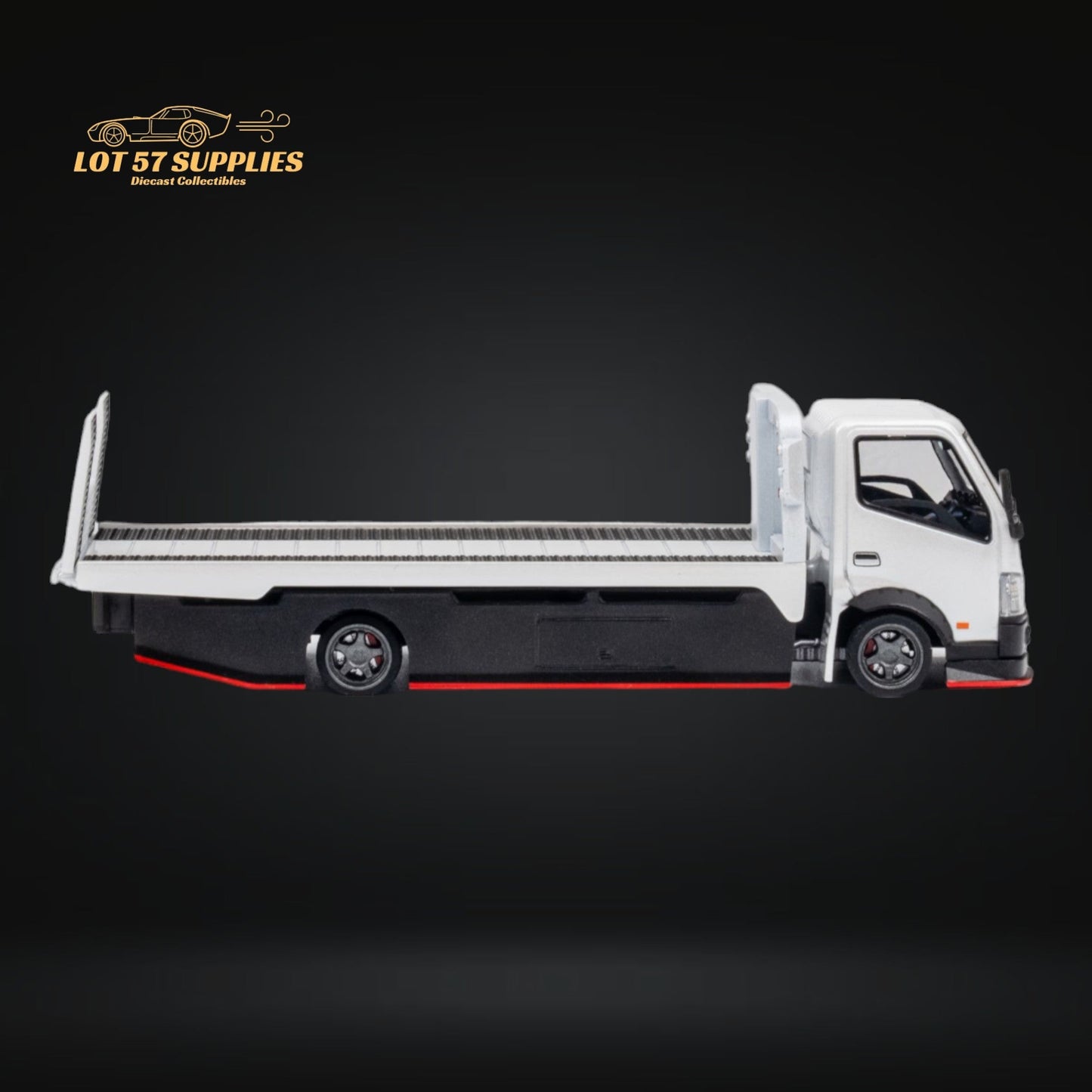 MicroTurbo Hino 300 Custom Flatbed Truck White 1:64