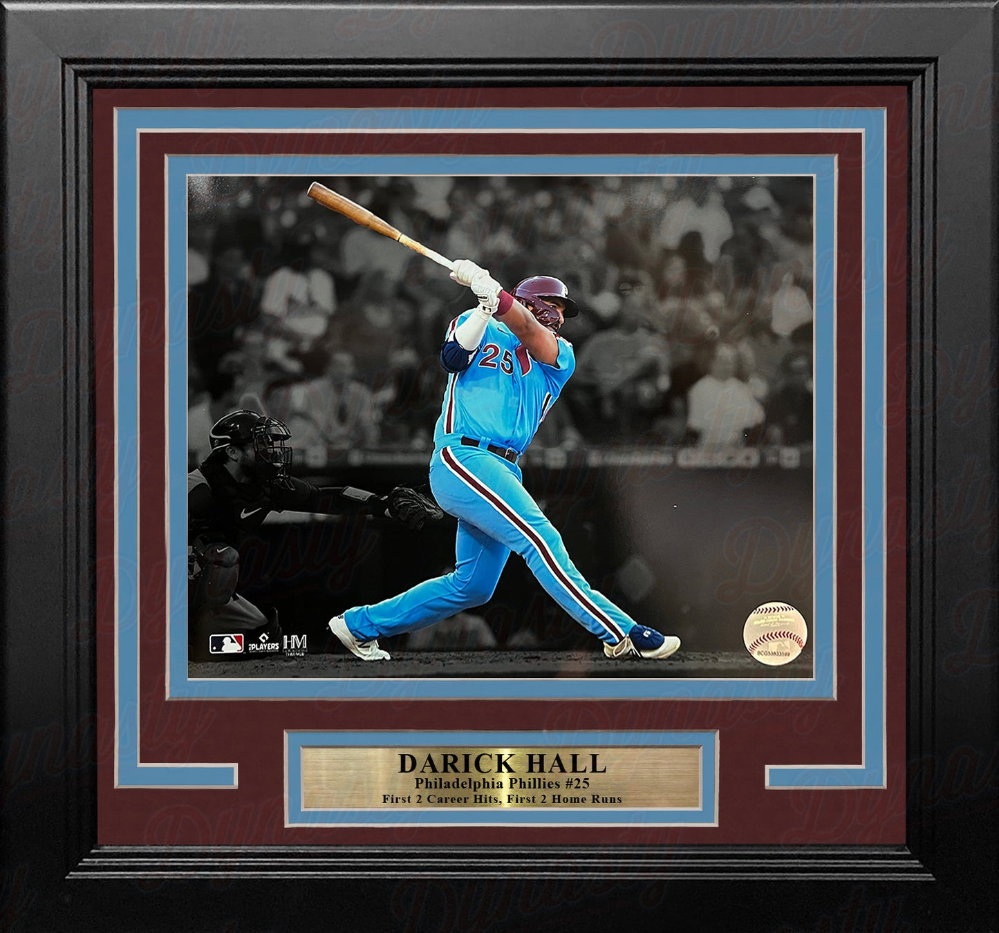 Darick Hall First MLB Home Run Philadelphia Phillies 8" x 10" Framed Blackout Baseball Photo