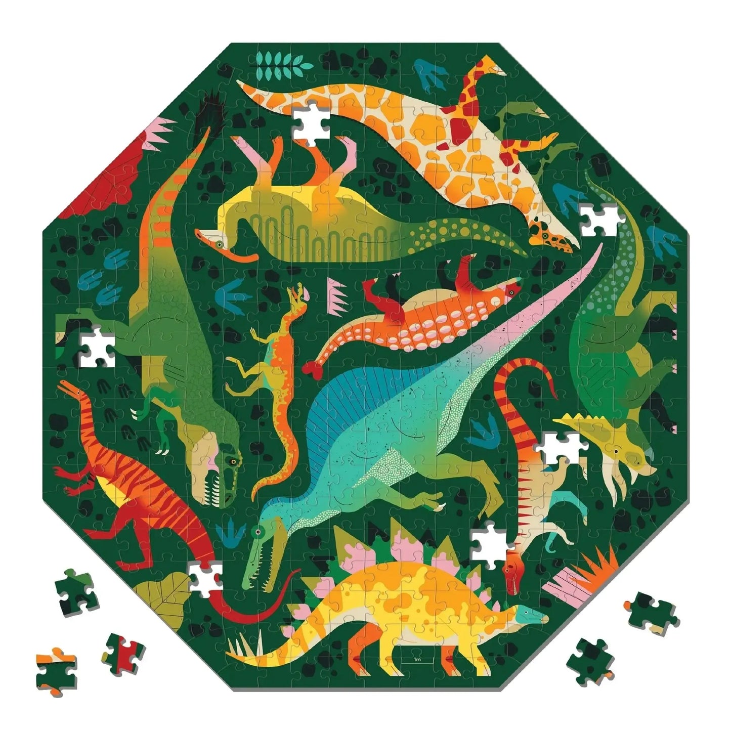 Dinosaurs to Scale 300 Piece Octagon Jigsaw Puzzle Mudpuppy