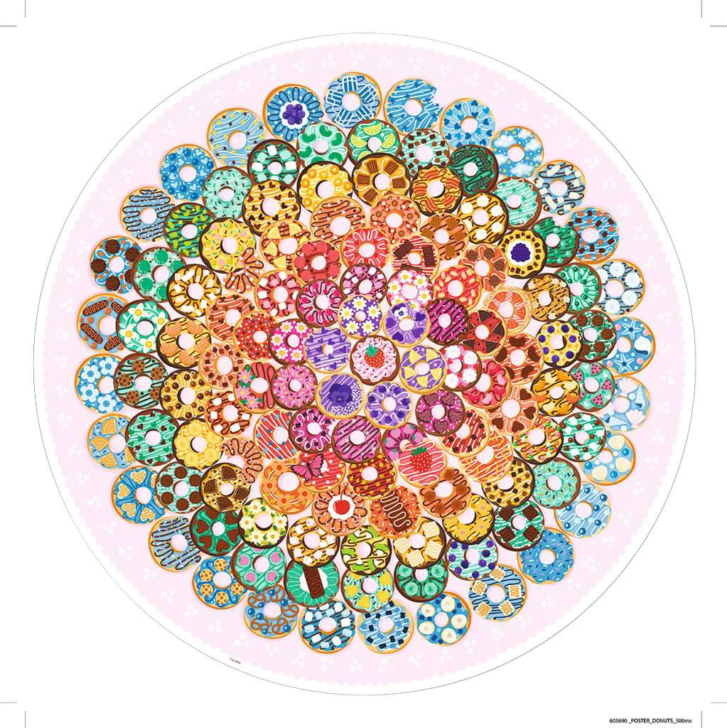 Donuts "Circle of Colors" 500 Piece Round Jigsaw Puzzle Ravensburger
