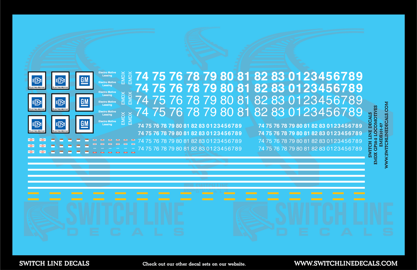 HO Scale EMDX GP38-2 Locomotives Decal Set