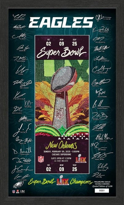Philadelphia Eagles Super Bowl LIX Champions Signature Ticket Frame