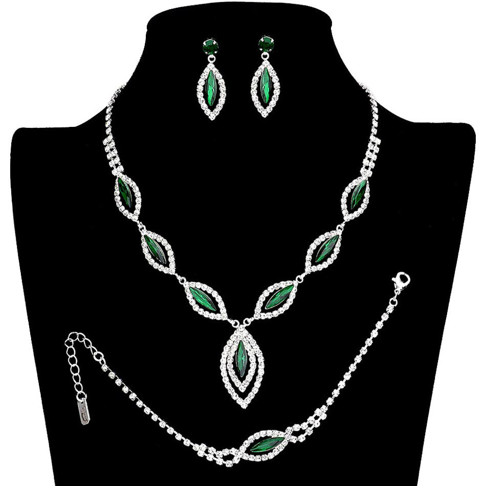 Marquise Rhinestone Necklace Jewelry Set by Madeline Love