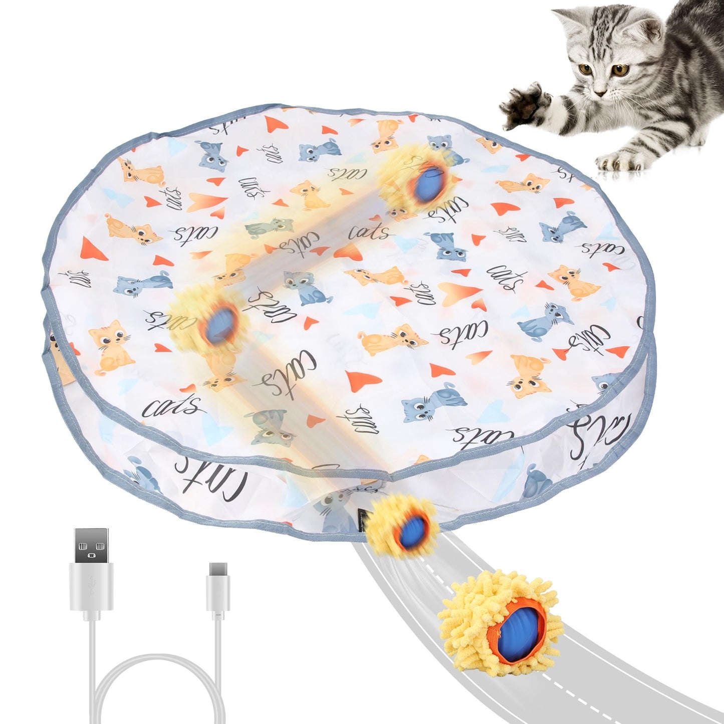 Rechargeable Cat Toy Ball Motion-Activated Rolling Mouse Game