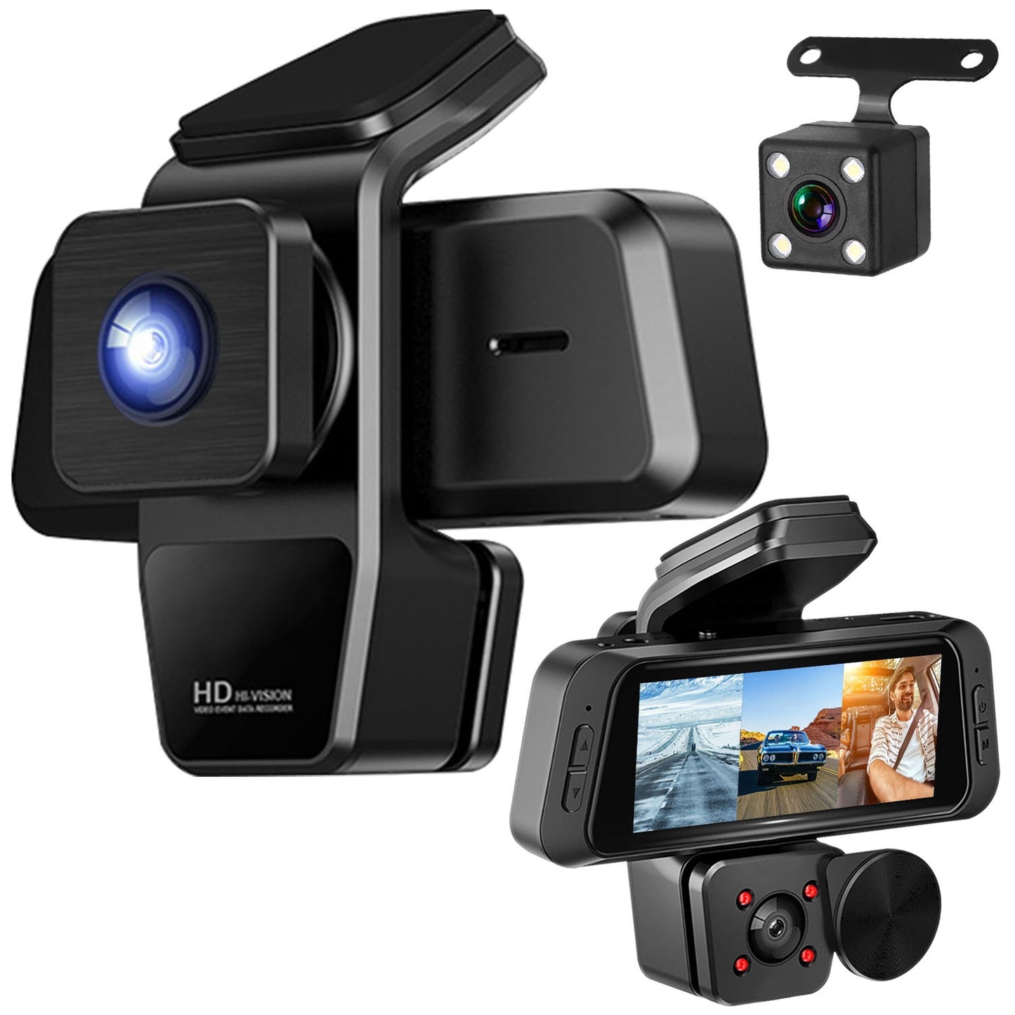 1080P FHD 3-Channel WiFi Dash Cam 170� Wide Angle Night Vision