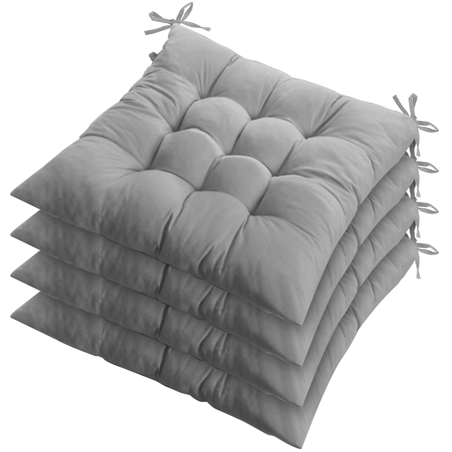 4Pcs Chair Cushions 17.72x17.72x2.37in Tie-On Square Pads for Home & Travel