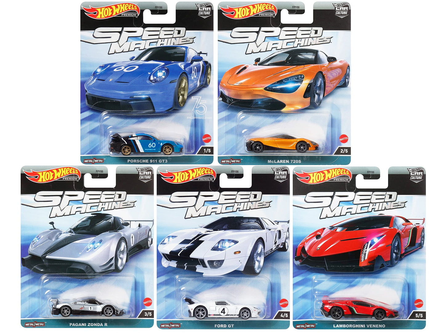 "Speed Machines" 5 piece Set "Car Culture" Series Diecast Model Cars by Hot Wheels free shipping USA