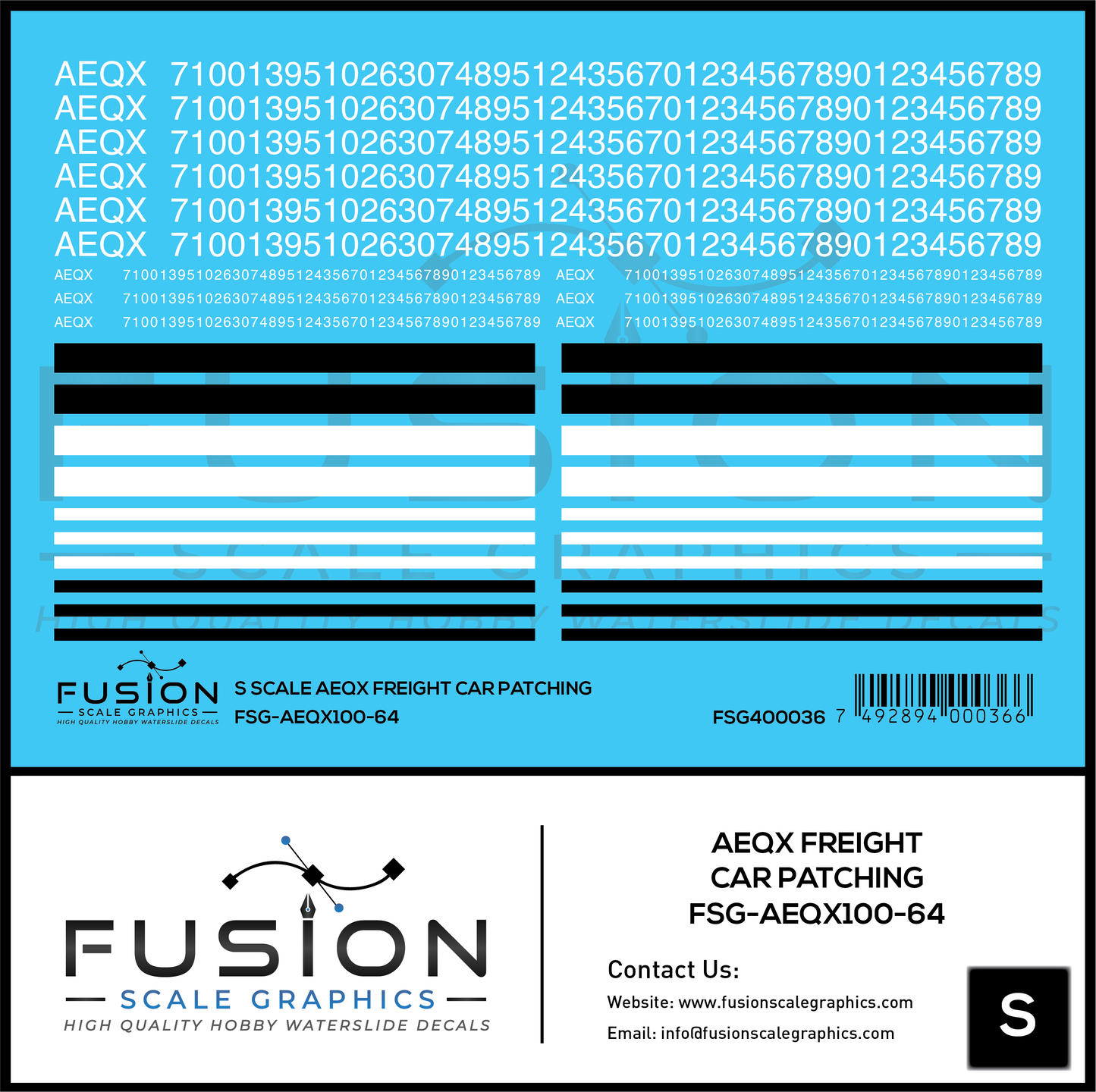 S Scale AEQX Freight Car Patching Decal Set