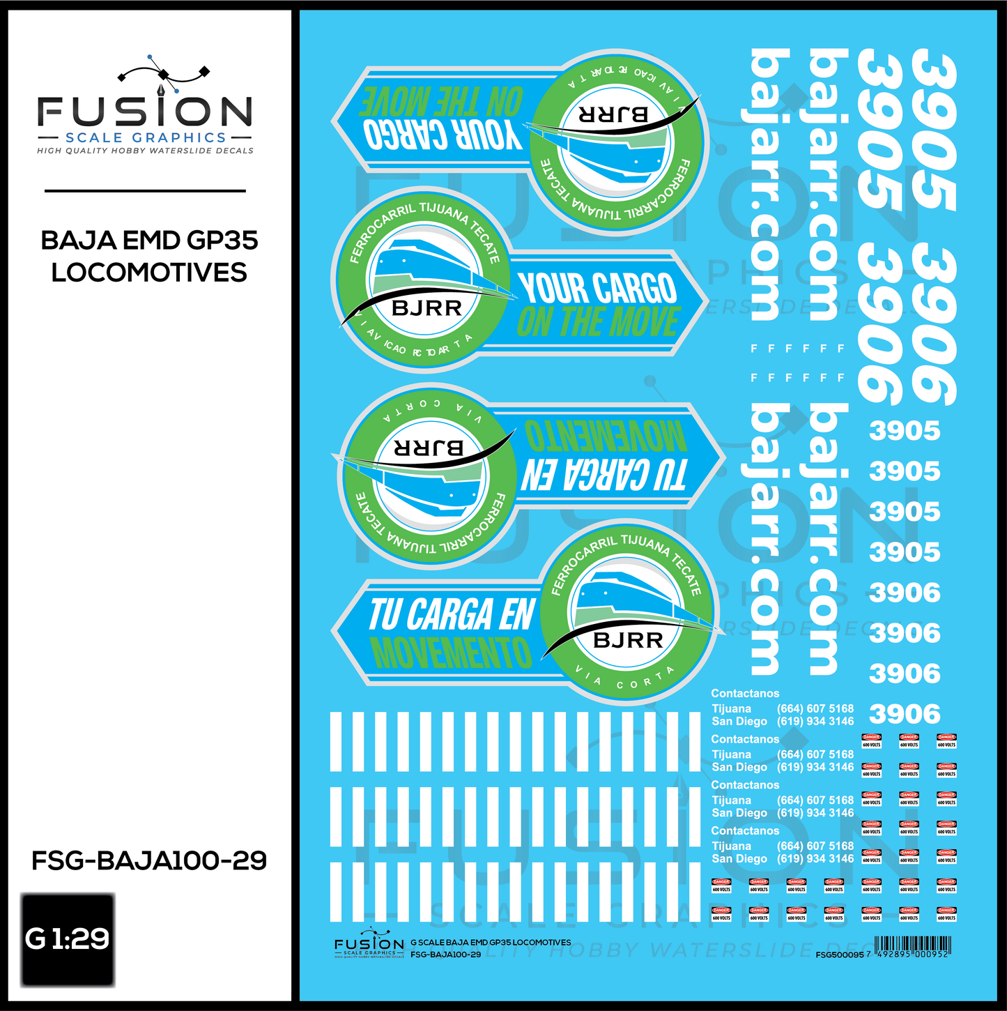 G 1:29 Scale BAJA GP35 Locomotives Decal Set
