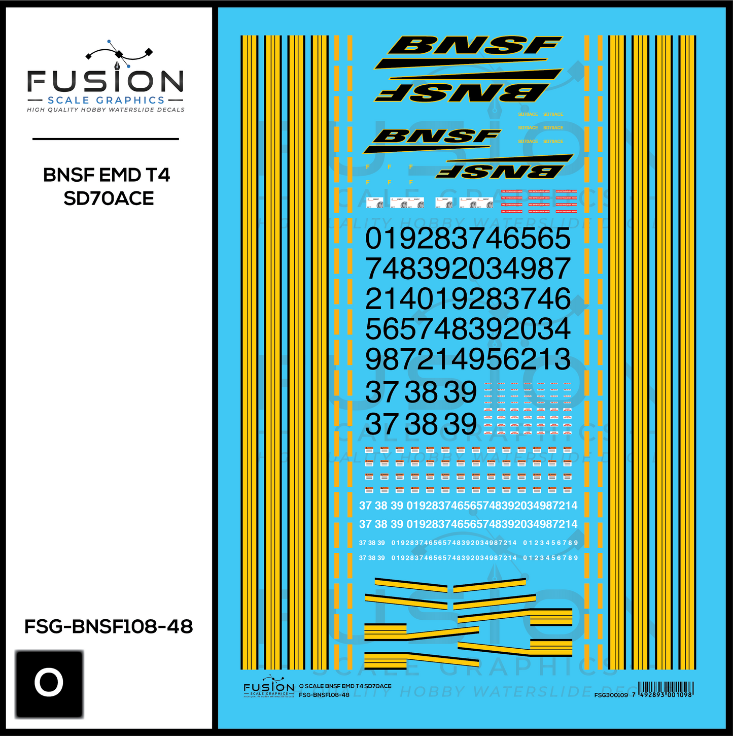 O Scale BNSF Railway EMD Tier 4 SD70ACE Locomotive Decal Set
