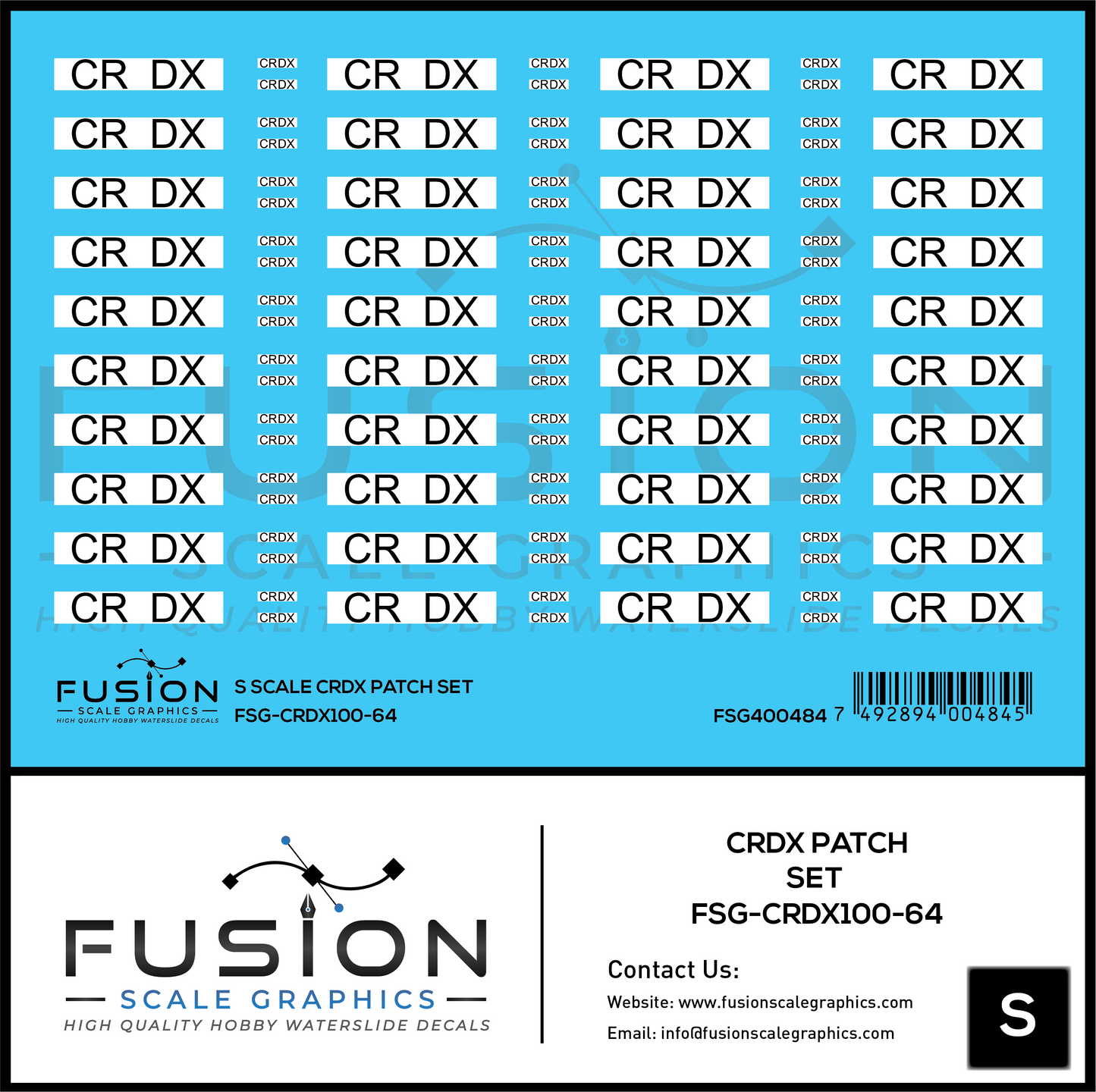 S Scale CRDX Black W/ White Patch Freight Car Repatch Decal Set