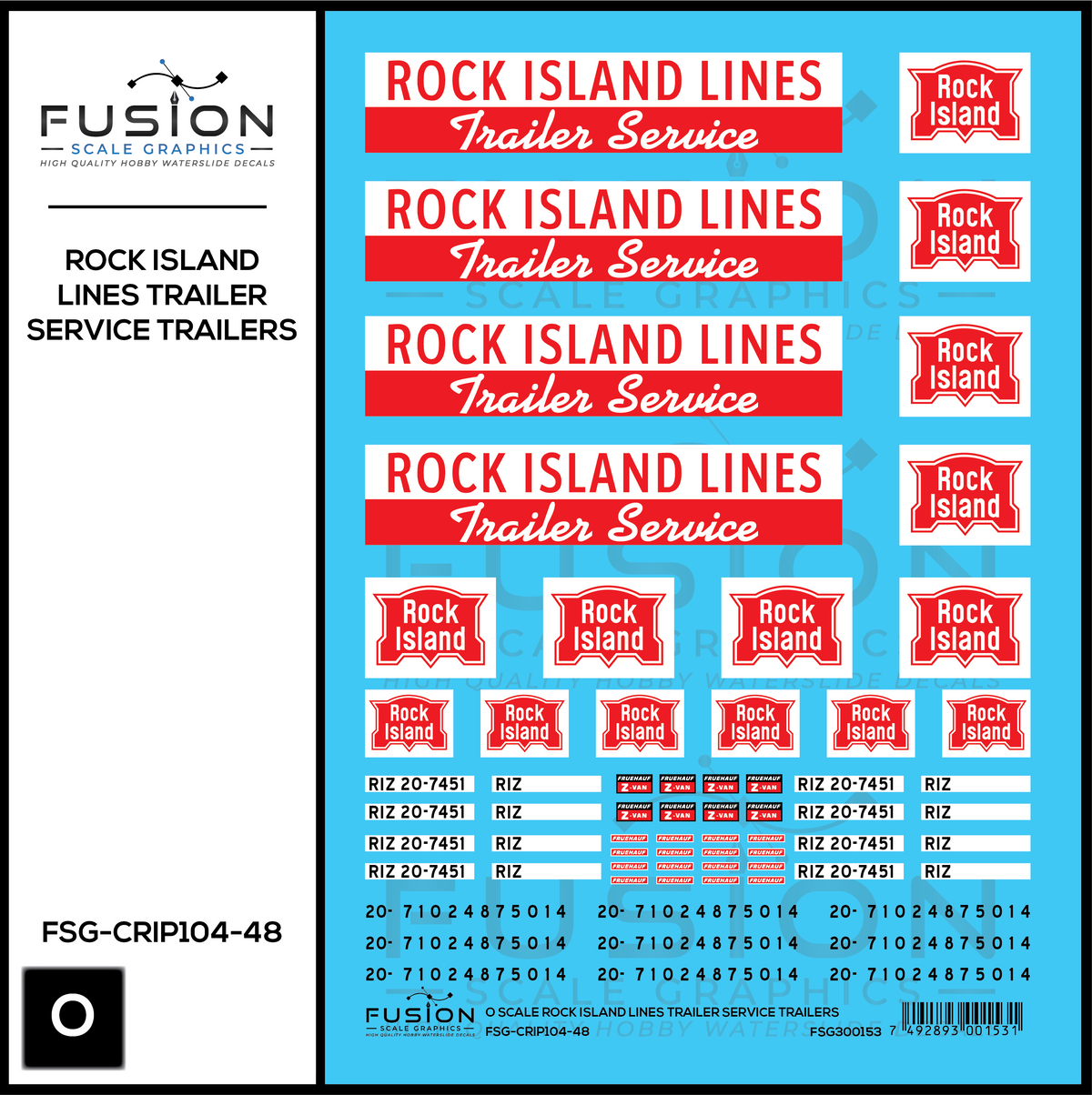 O Scale Rock Island Lines Trailer Service Decal Set
