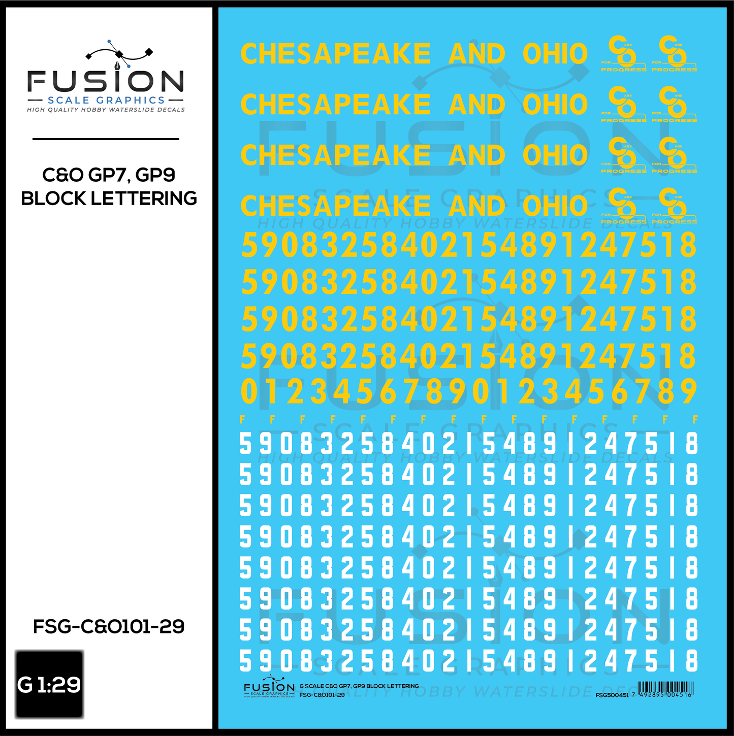 G 1:29 Scale Chesapeake & Ohio EMD GP7, GP9 Locomotive Decal Set