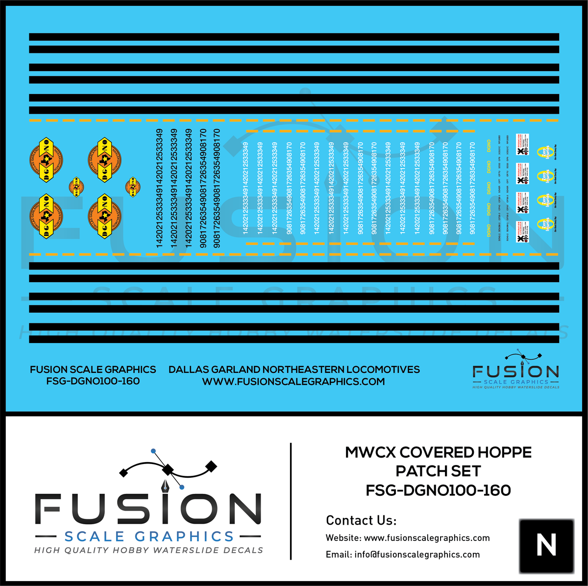 N Scale Dallas Garland & Northeastern Locomotive Decal Set