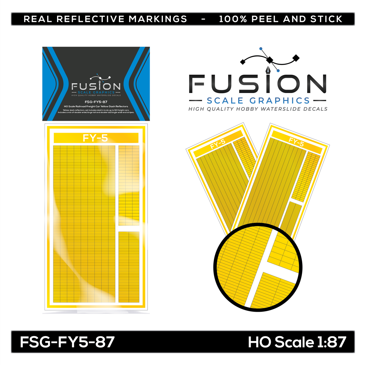 HO Scale Railroad Freight Car Yellow Reflective Markings Set Mixed