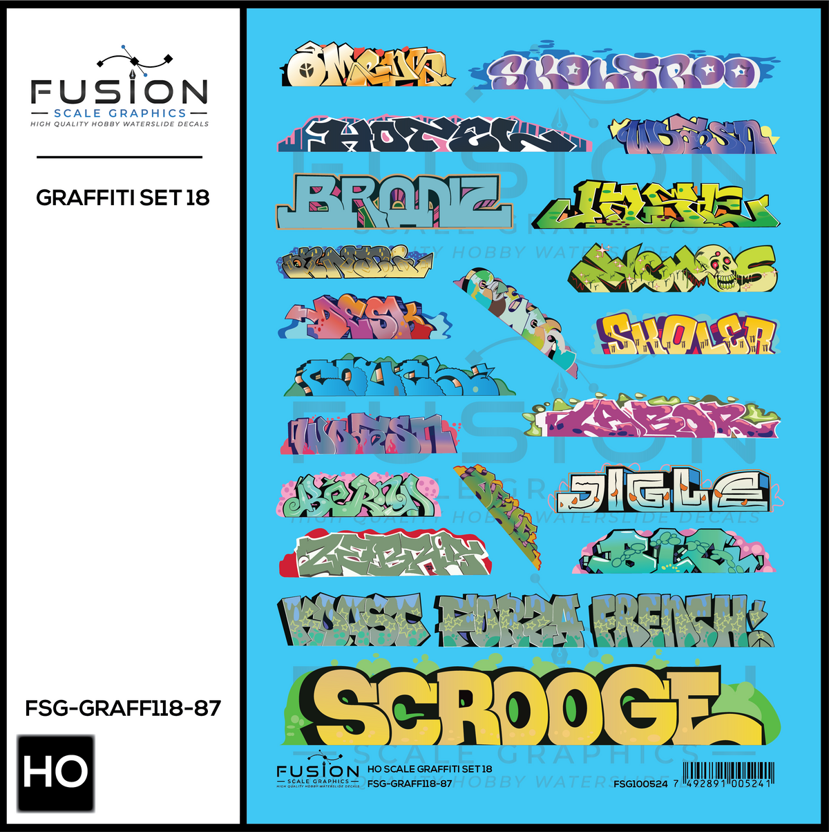 HO Scale Graffiti Decal Set 18
