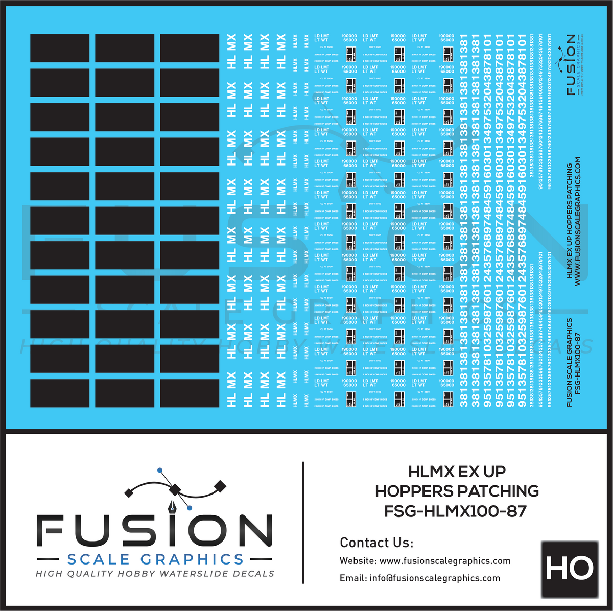 HO Scale ex Union Pacific UP HLMX Hopper Patching Decal Set