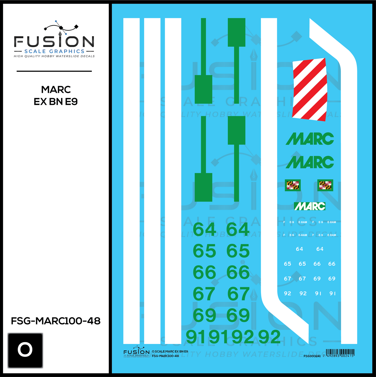O Scale MARC Ex BN EMD E9 Locomotive Decal Set