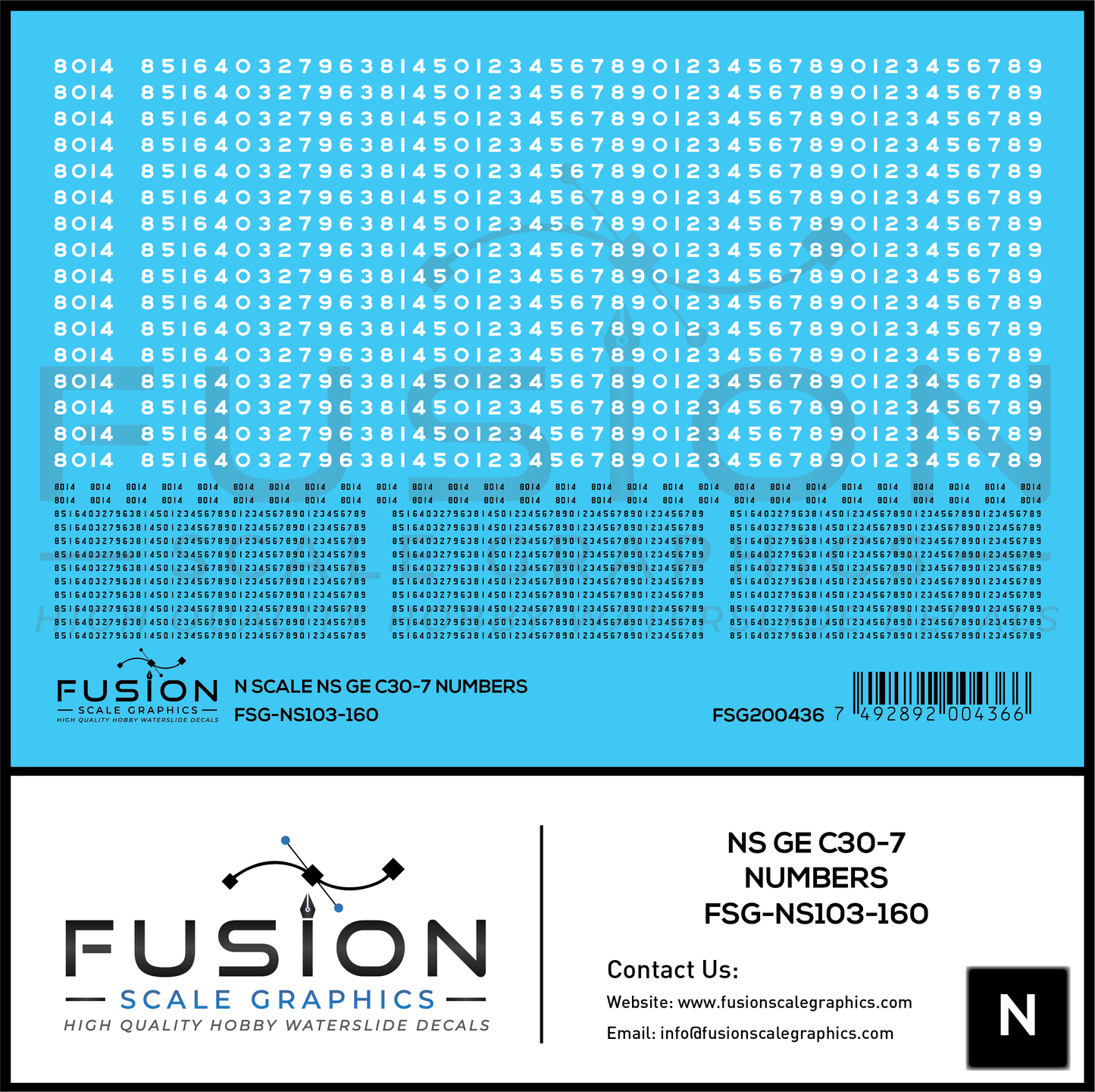 N Scale Norfolk Southern GE C30-7 Locomotive Renumber Decal Set