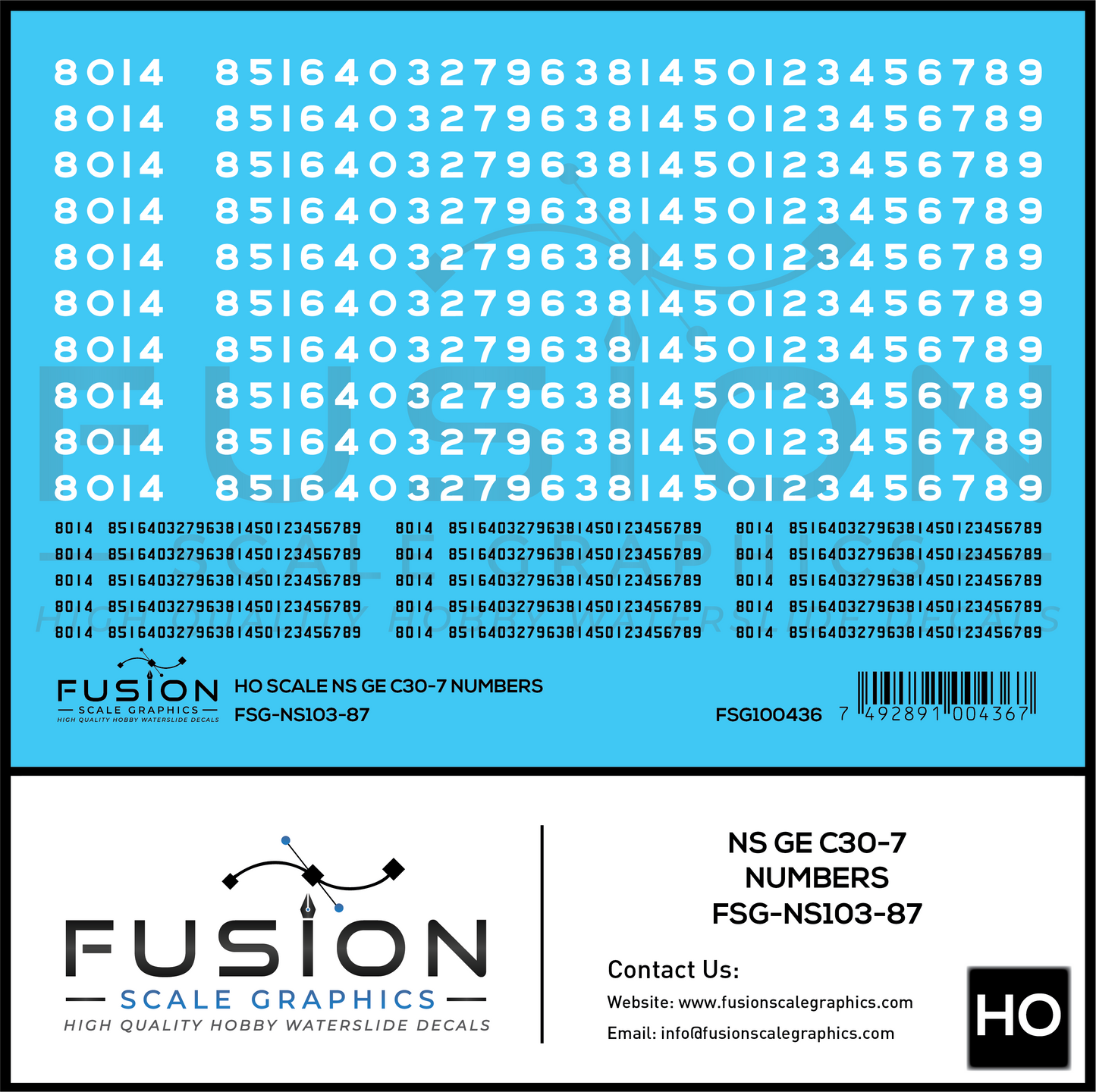 HO Scale Norfolk Southern GE C30-7 Locomotive Renumber Decal Set