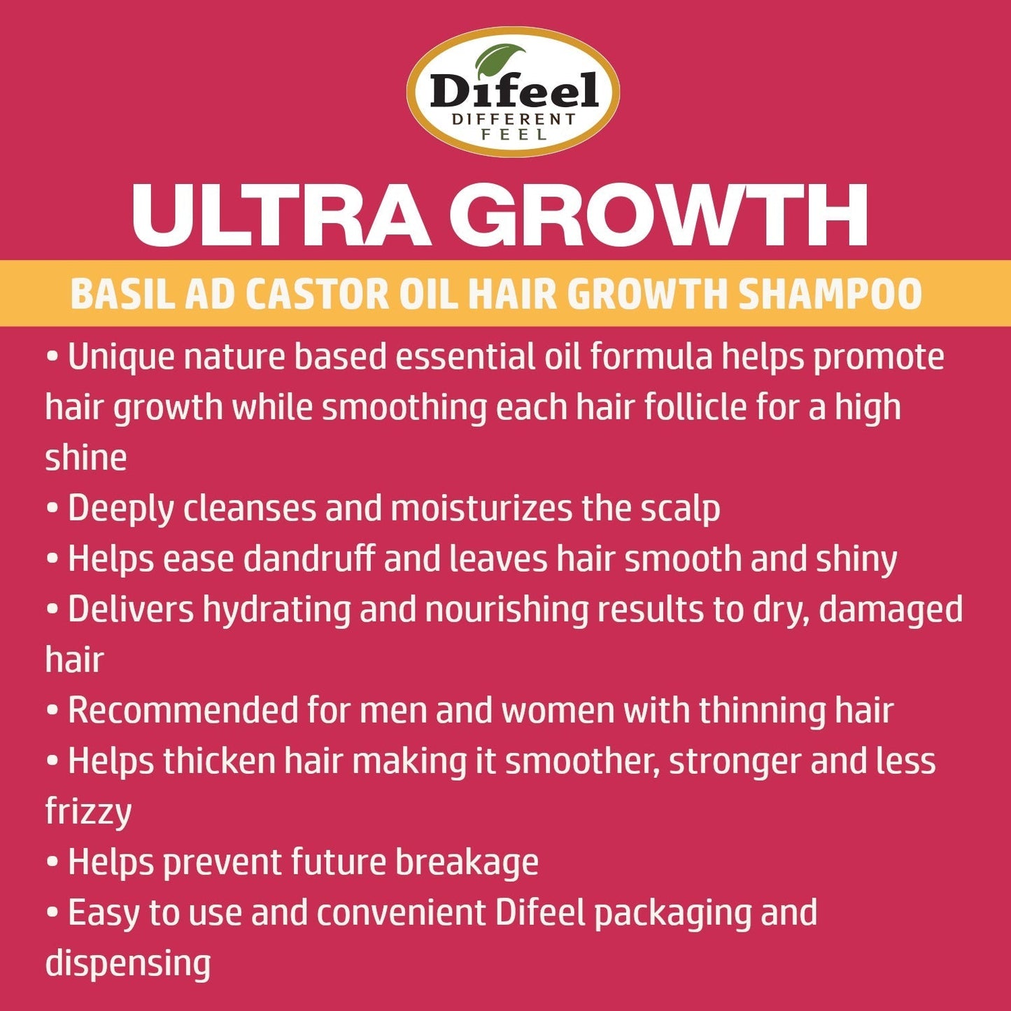 Difeel Ultra Growth Basil & Castor Oil Pro Growth Shampoo 33.8 oz. by difeel - find your natural beauty