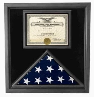 PREMIUM USA-MADE SOLID WOOD FLAG DOCUMENT CASE BLACK FINISH
