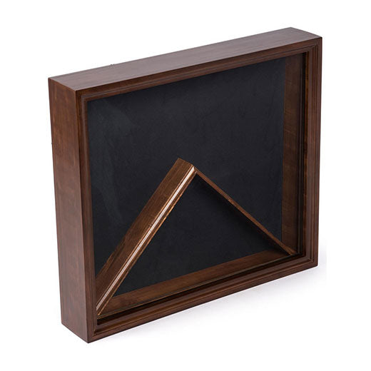 Flag Display Case with Glass Front and Medal Box, Velvet Backing