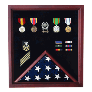 Flag and Medal Display Case - Military 3'x5' Shadow Box.