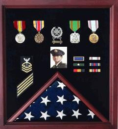 Flag Photo and Badge Display Case, holds a 3 x 5 flag
