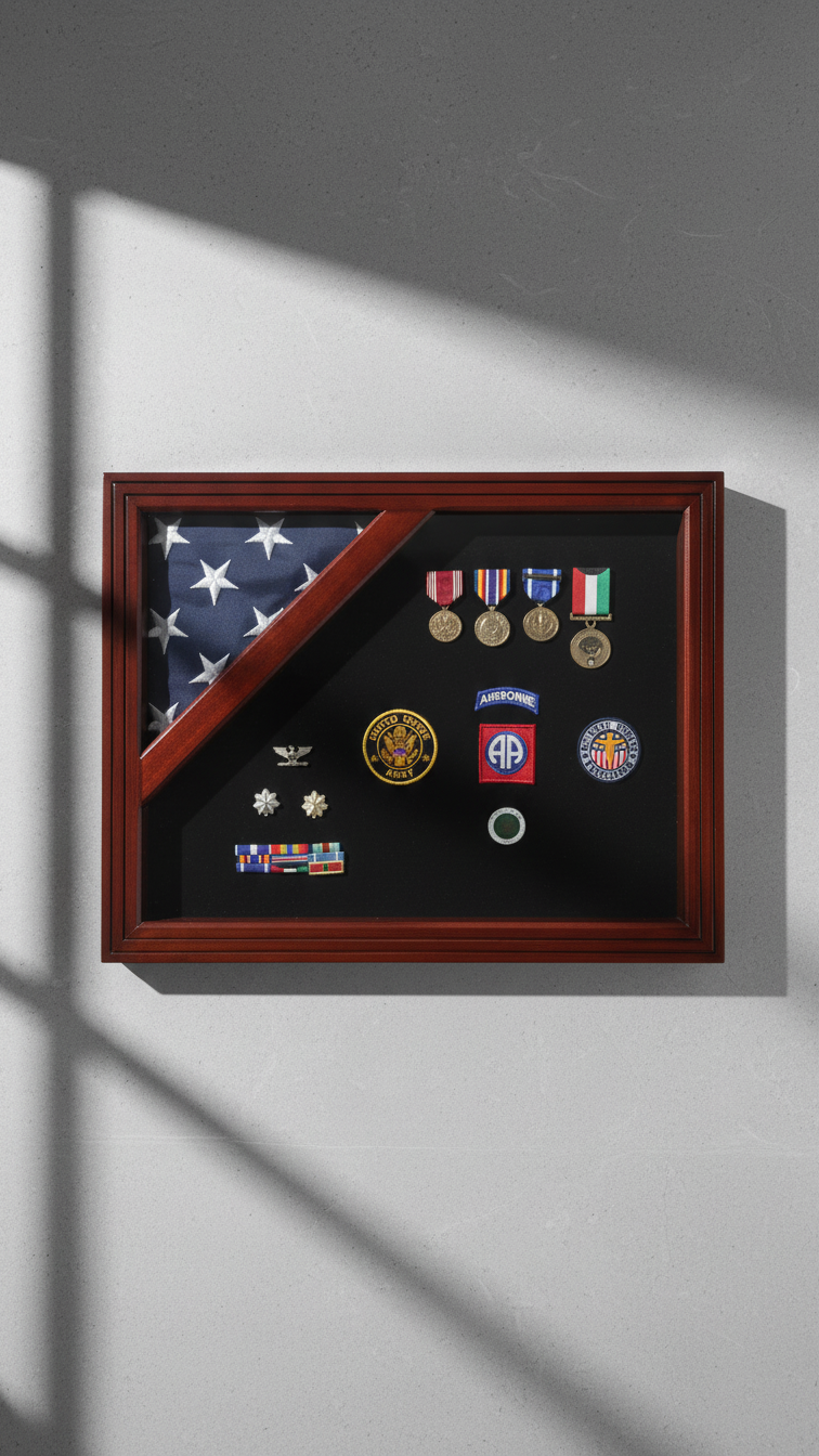 Flag Display Case American Flag Box Burial Flag Case. - Corner flag case