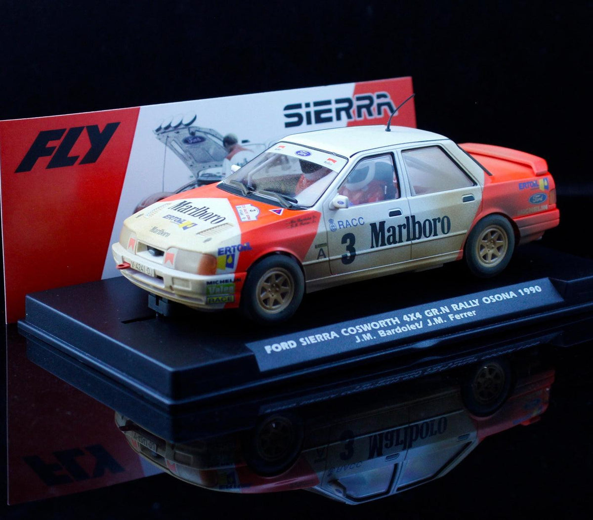 Fly A2107AR Ford Sierra Cosworth 4x4 Marlboro #3 1/32 Slot Car After Race