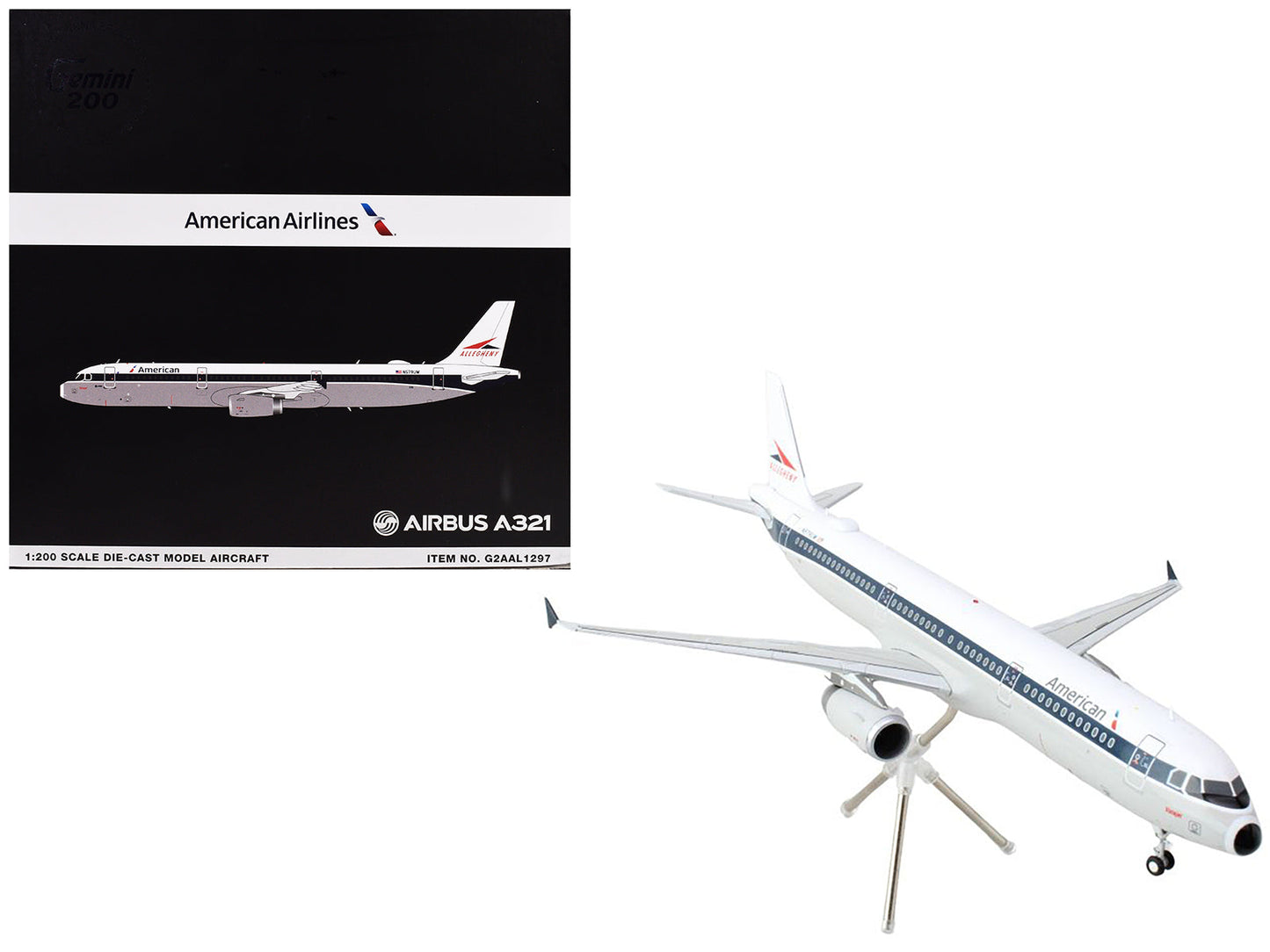 Airbus A321 Commercial Aircraft "American Airlines - Allegheny" (N579UW) White with Blue Stripes "Gemini 200" Series 1/200 Diecast Model Airplane by GeminiJets free shipping USA