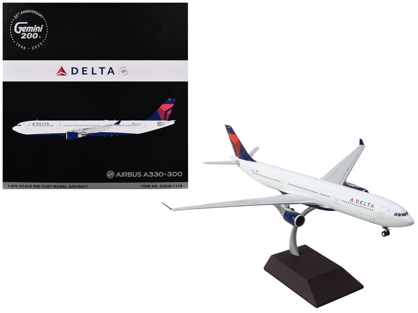 Airbus A330-300 Commercial Aircraft "Delta Air Lines" (N829NW) White with Blue and Red Tail "Gemini 200" Series 1/200 Diecast Model Airplane by GeminiJets free shipping USA