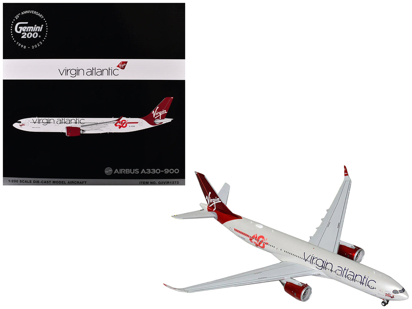 Airbus A330-900 Commercial Aircraft "Virgin Atlantic" (G-VSRB) Gray with Red Tail "Gemini 200" Series 1/200 Diecast Model Airplane by GeminiJets free shipping USA