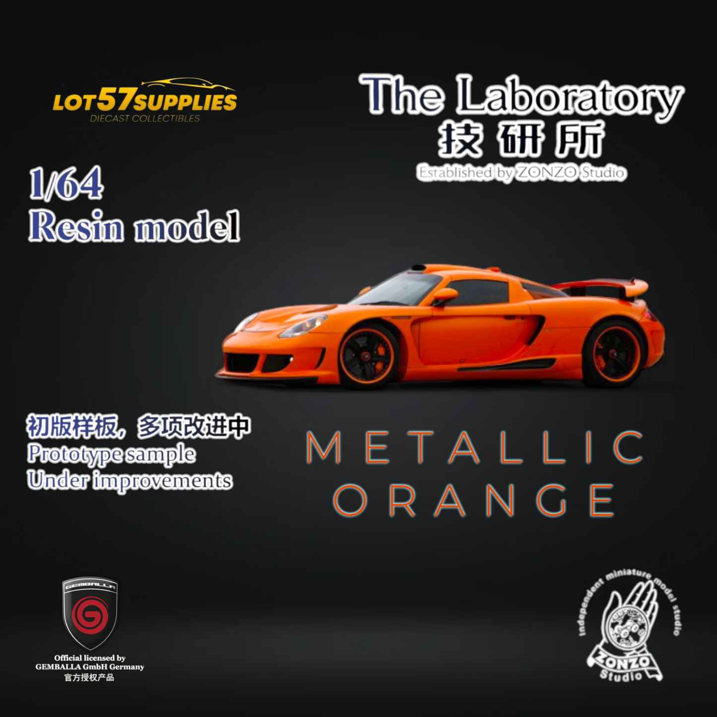 The Laboratory X Gemballa Mirage GT Metallic Orange 1:64 Resin