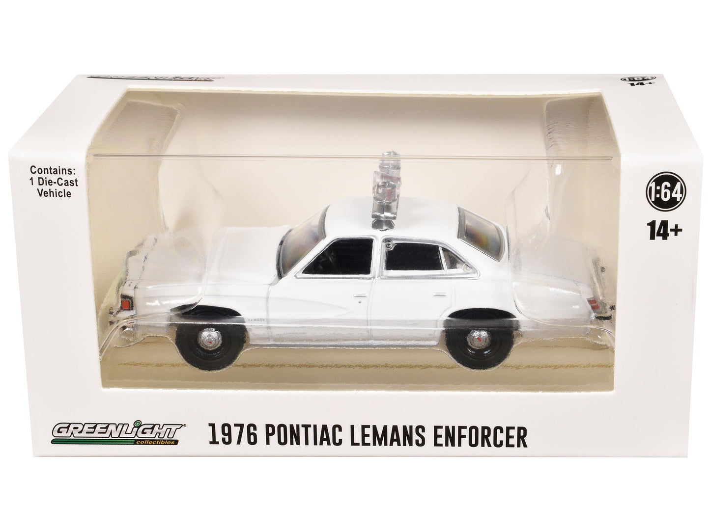 1976-77 Pontiac LeMans Enforcer White with Light Bar "Hot Pursuit - Hobby Exclusive" Series 1/64 Diecast Model Car by Greenlight free shipping USA