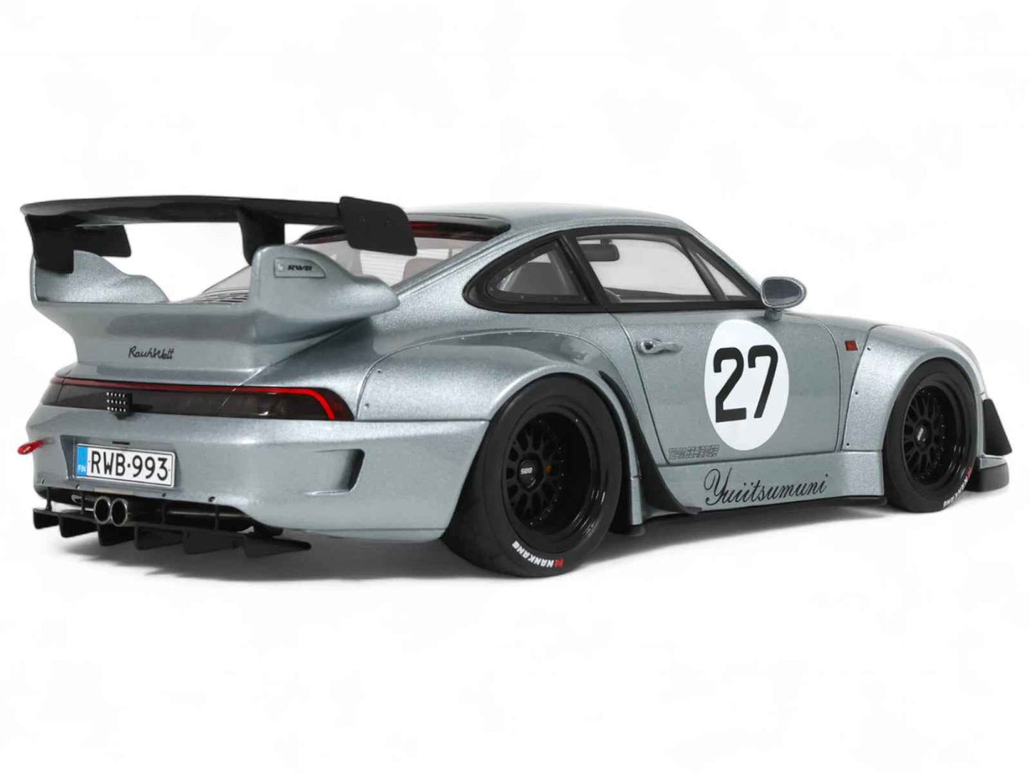 2024 RWB Yuiitsumuni #27 Silver Metallic 1/18 Model Car by GT Spirit