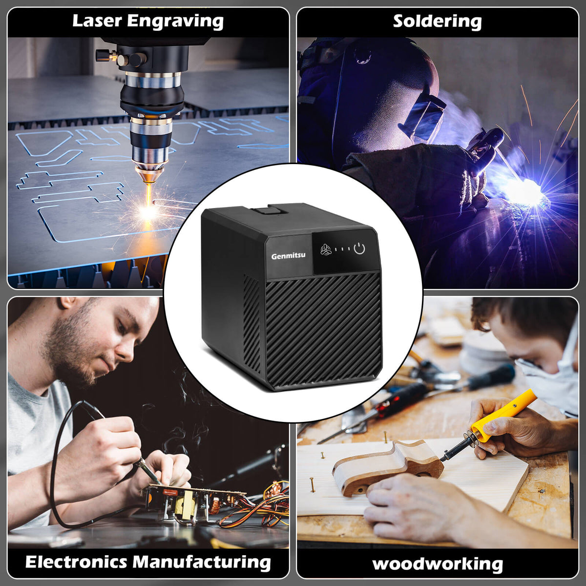 MD2 Smoke Purifier for Kiosk, Kortek Laser Engraver, Portable, Five-Layer Filtration, Adjustable 3-Speed Control, for Laser, Soldering, Welding