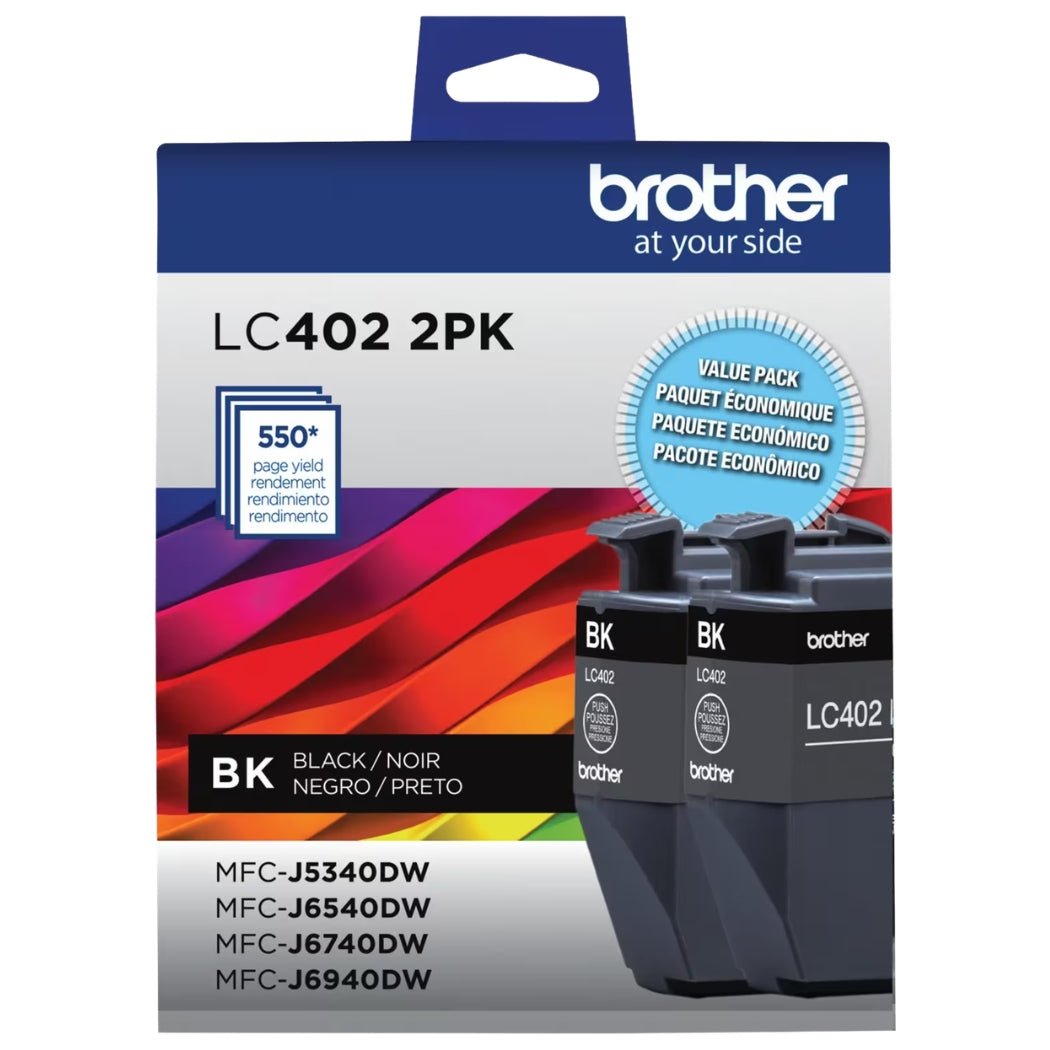 New, Pre-Owned - Brother LC402BK Standard Yield Black Ink Cartridge 2PK