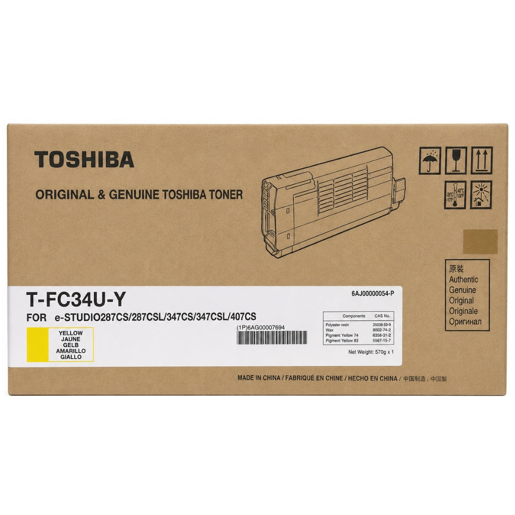 New, Pre-Owned - Toshiba TFC34UY Standard Yield Yellow Toner Cartridge, T-FC34U-Y