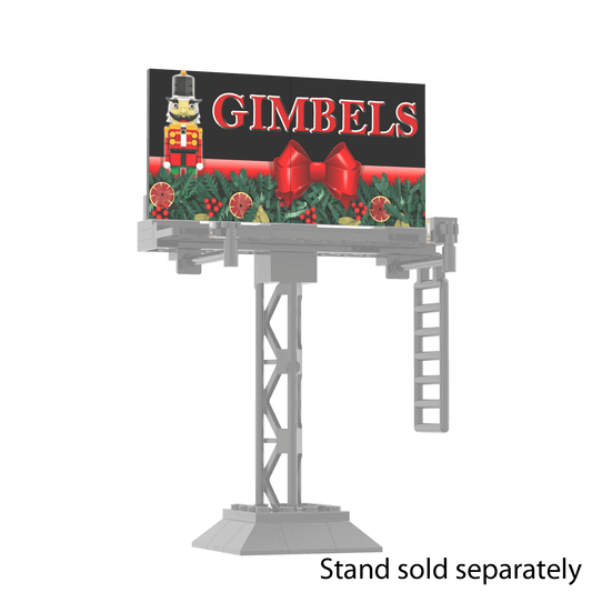 "Gimbels" Store Billboard - Christmas "Elf" - Custom Printed - Made Using LEGO® Parts