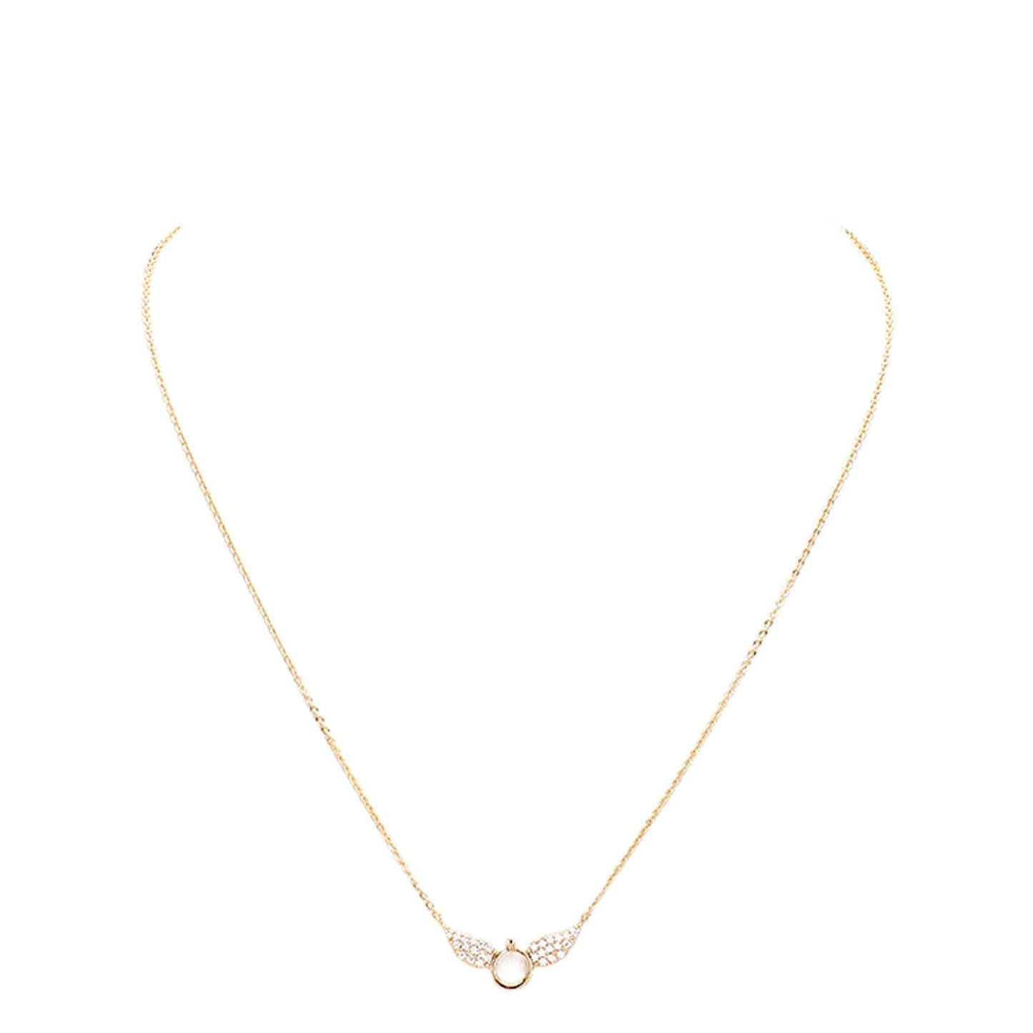 Gold Dipped Cubic Zirconia Wings Pendant Necklace by Madeline Love