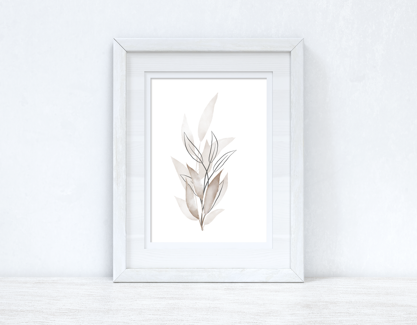 Greys & Naturals Watercolour Leaves Bedroom Home Wall Decor Print by WinsterCreations™ Official Store