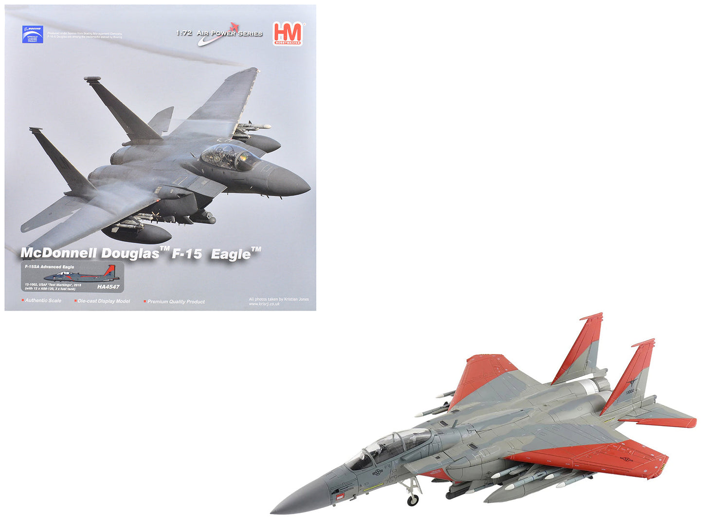 Boeing F-15SA (Saudi Advanced) Eagle Fighter Aircraft "12-1002 USAF Test Markings" (2018) Saudi Royal Air Force "Air Power Series" 1/72 Diecast Model by Hobby Master free shipping USA