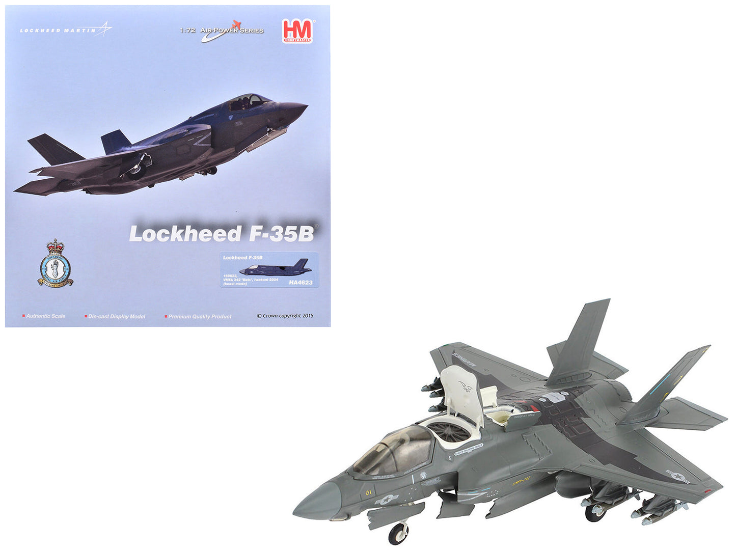 Lockheed F-35B Lightning II Aircraft (Beast Mode) "169623 VMFA-242 Bats Iwakuni Japan" (2024) United States Marine Corps "Air Power Series" 1/72 Diecast Model by Hobby Master free shipping USA